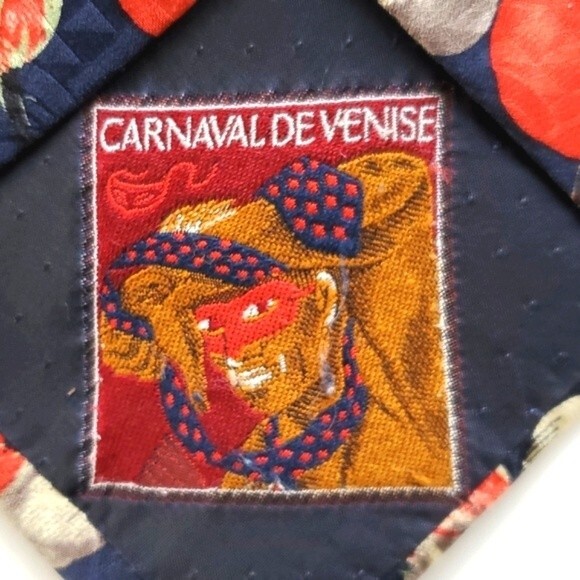CARNAVAL DE VENISE 100% SILK SPRING TULIP TIE 4" - Picture 3 of 5